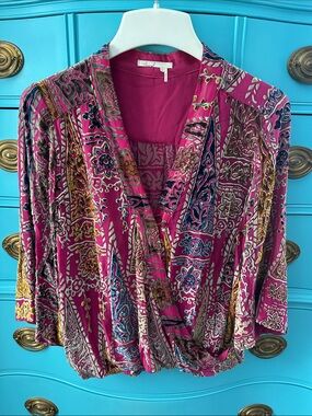 Magenta Boho V-Neck Wrap Blouse